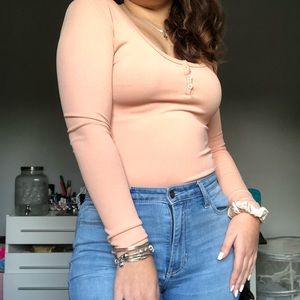 Baby Pink Embroided Back Bodysuit